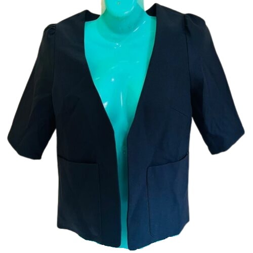 Cropped Short Sleeved Blazer - Black