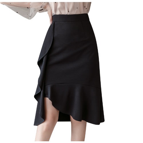 Side Frill Skirt- Black