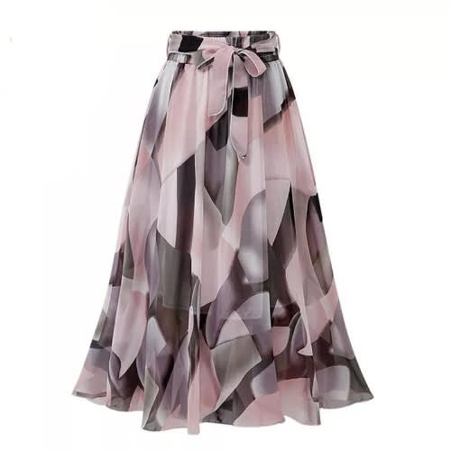 Floral Print Skirt - Beige