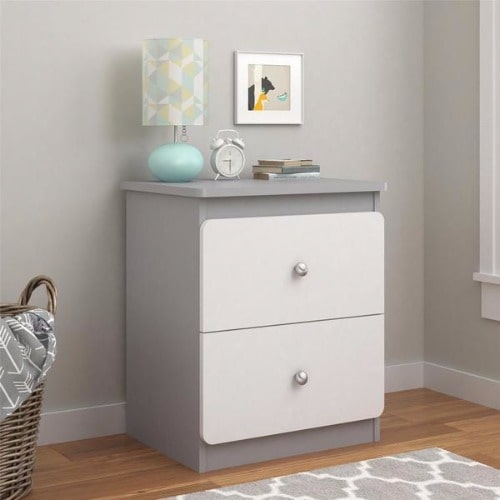 Altra Willow Lake Light Slate Nightstand With Drawers - Grey & White