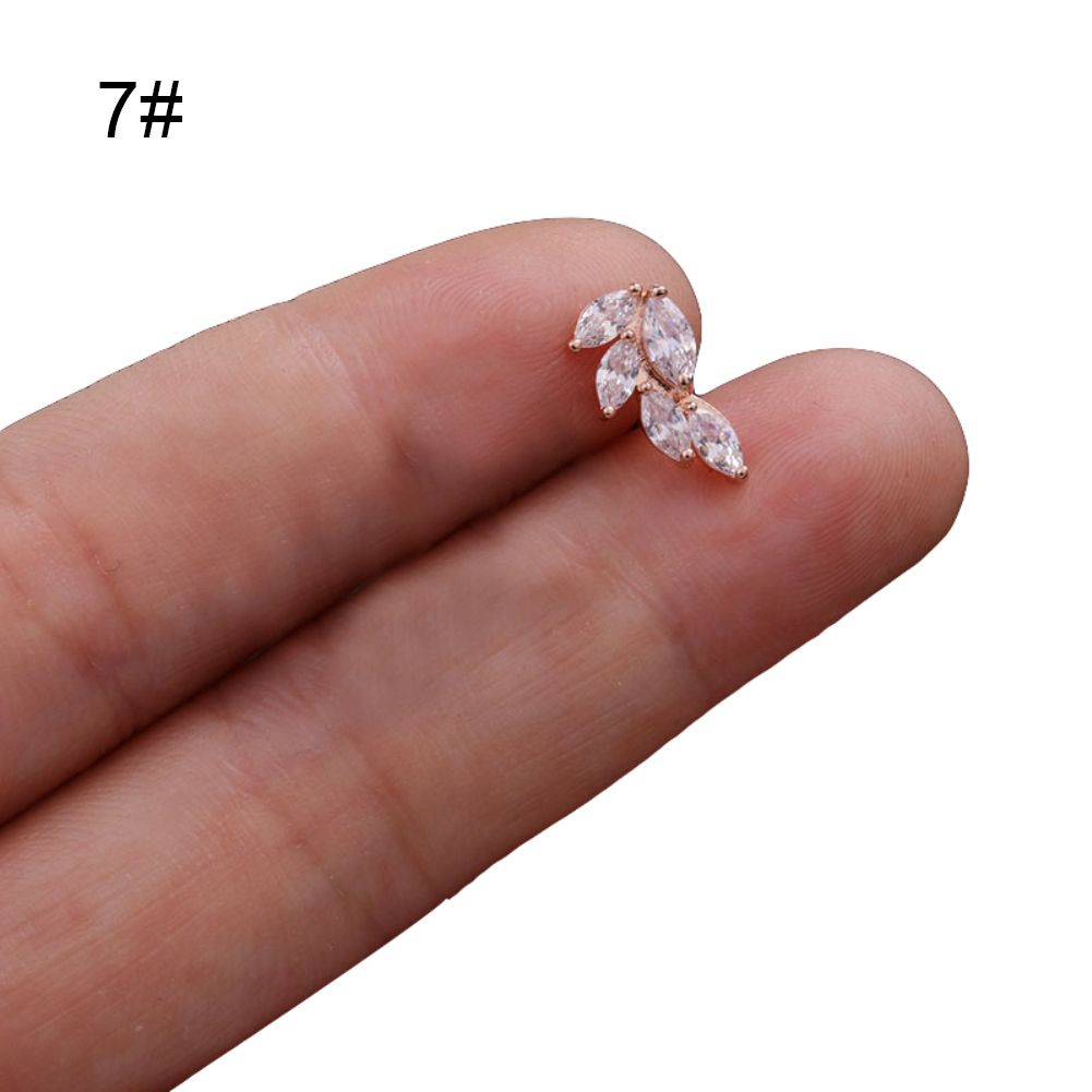 1Pc Lady Cubic Zirconia Inlaid Star Moon Ear Stud Earring Piercing Helix Jewelry-7#