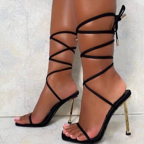 Queen Xb Ladies Heel Sandals - Black