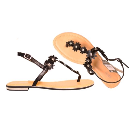 Simple Wide Fit Toe Post Sandals - Black