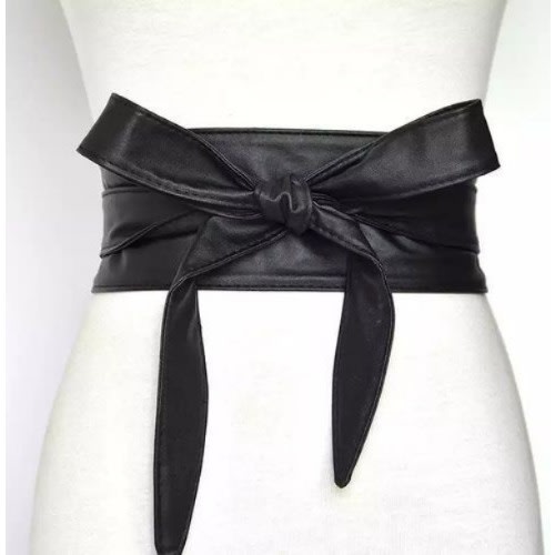 Ladies Wide Leather Belt - Black