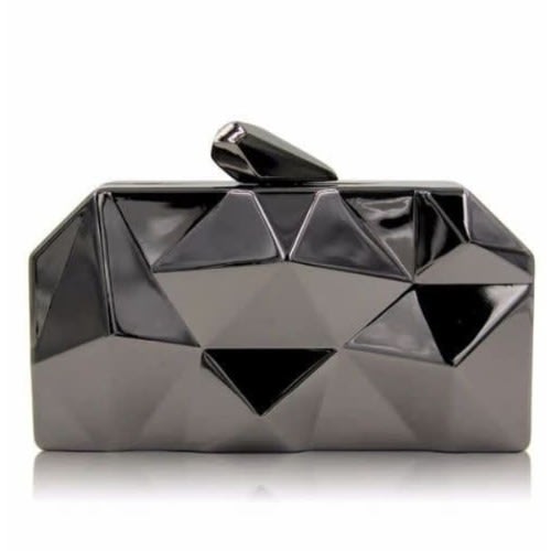 Metallic Clutch Purse - Black