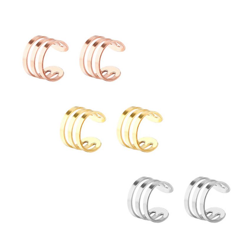3 Non Pierce Stainless Steel Cuff Earrings