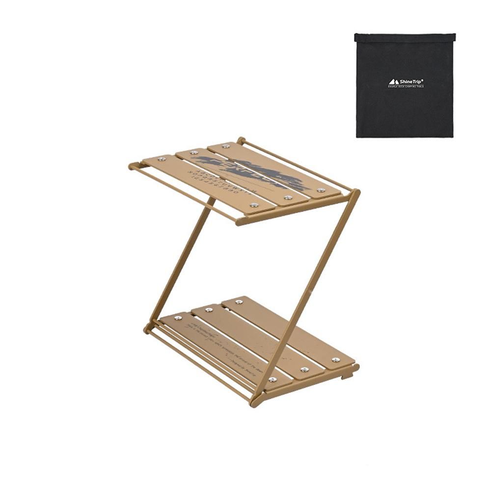 Outdoor Camping Cups Bowls Folding Storage Rack Aluminum Alloy 2-tier Storage Bracket Picnic BBQ Tableware Cookware Storage Rack Campsite Tools Shelf