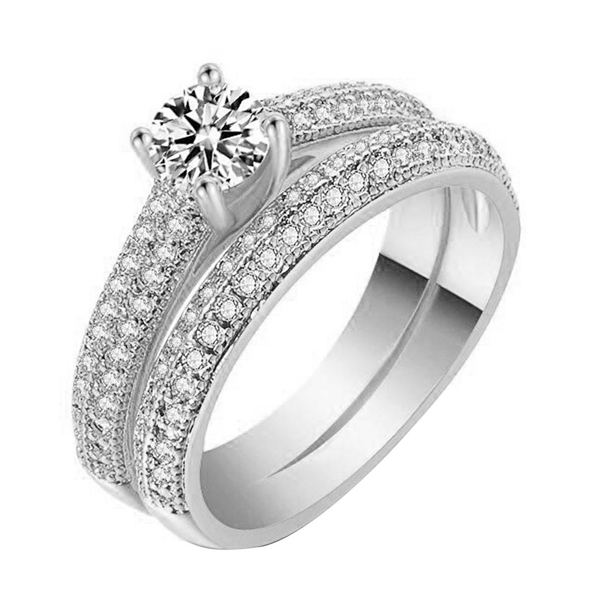 2Pcs/Set Good Workmanship Wedding Bands Simple-Platinum