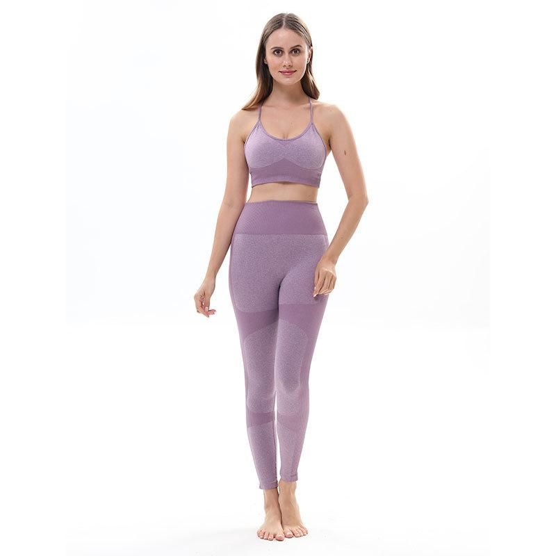 Winter New Seamless Yoga Pants Sports Fitness Pants Slim Fit Sweat Absorbing Hip Lifting 2-Piece Set