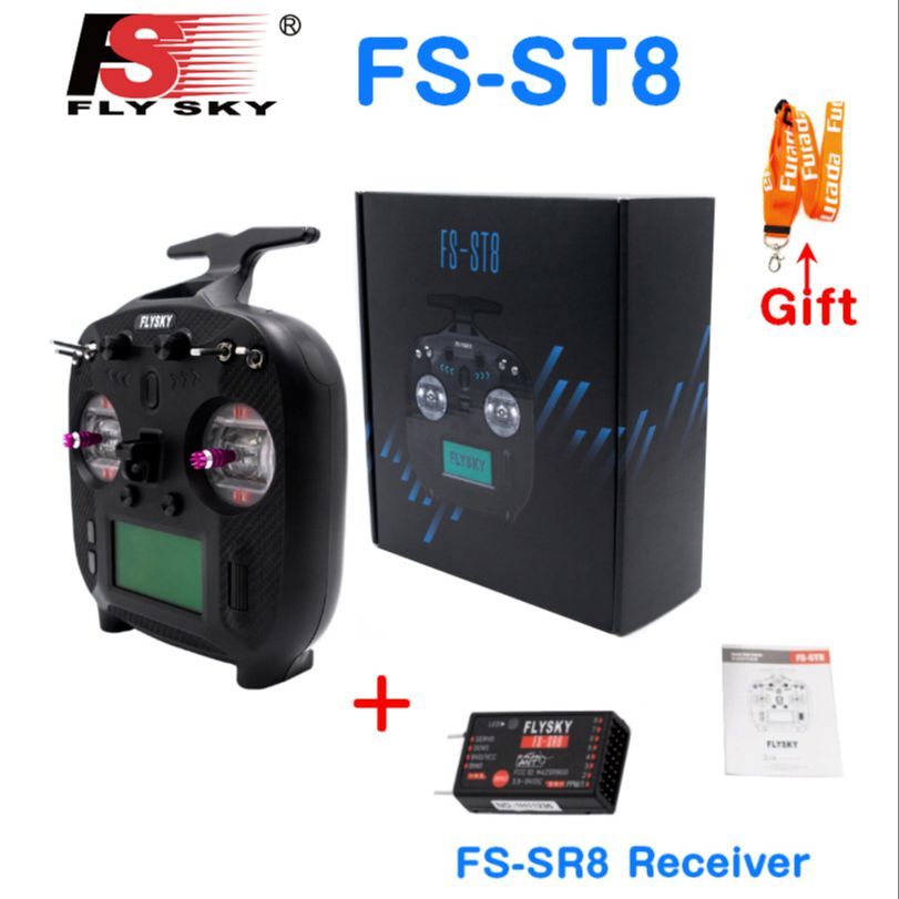 FLYSKY FS-ST8 2.4G 10CH ANT RGBistant 3.0 Radio Transmitter With FS-SR8 Receiver For Airplane Car Boat Robot FPV Drone Official Set