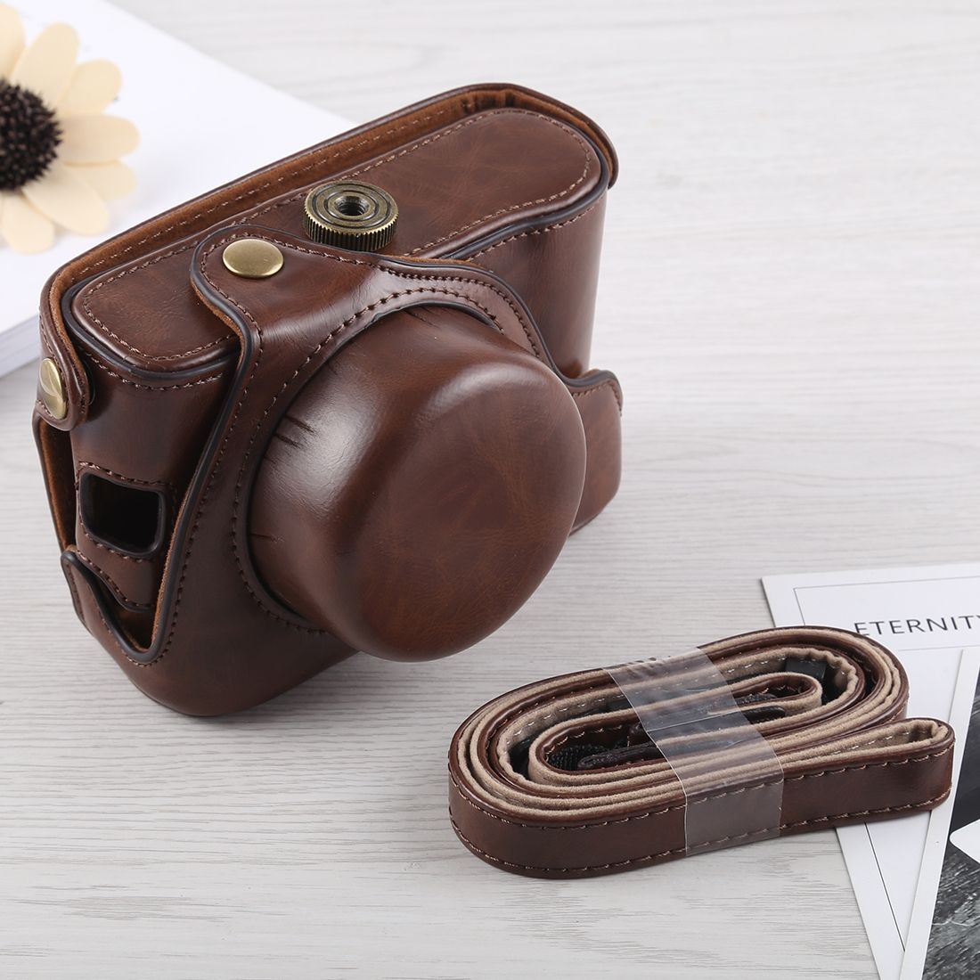 Full Body Camera PU Leather Case Bag With Strap For Fujifilm X100F (Coffee)
