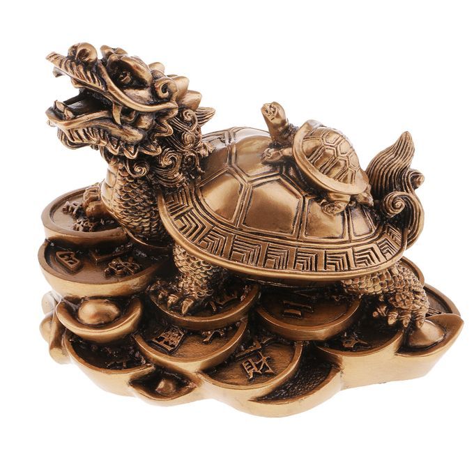 Feng Shui Dragon Turtle Wealth Protection Statue Decor Housewarming