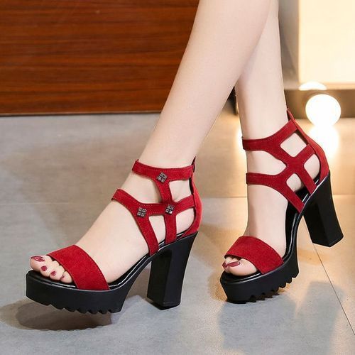 Roman Sandals Women High Heels Open Toe Thick Heel Platform