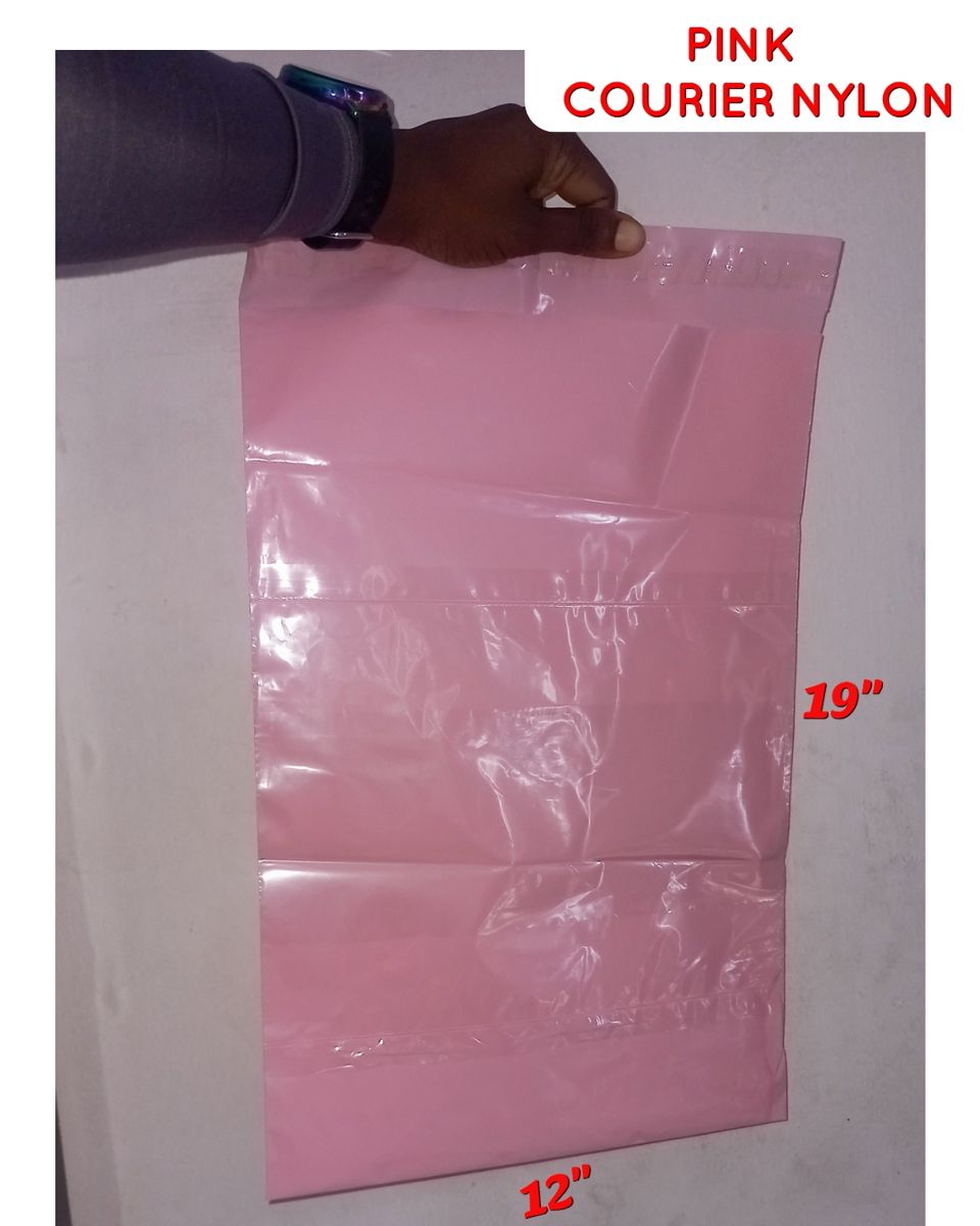 100Pcs MEDIUM Plain Courier Bag Flier Nylon With Receipt Pocket- PINK
