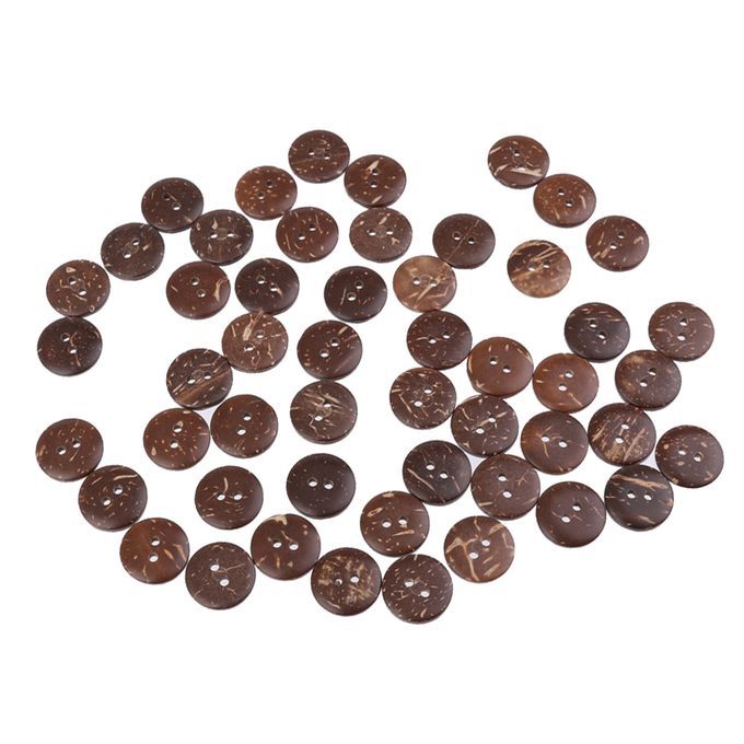 50x Carved Brown Round Coconut Wooden Buttons For Sewing DIY Crafts