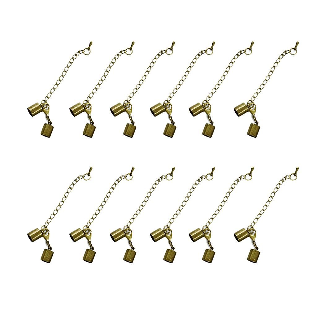 12 Sets Necklace Extender Chain With Cord End   Connector Bronze