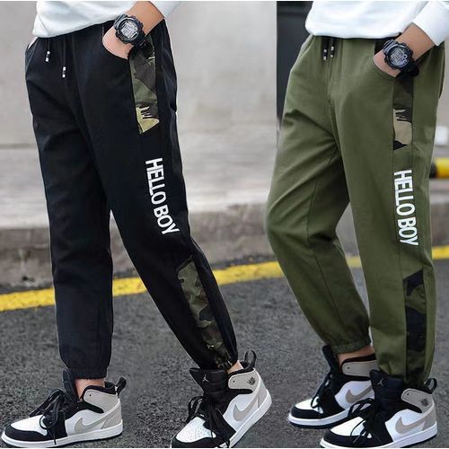 2 Pieces (Black+Green)= 5999 3D Print Kids Boy Girls Children Pants Jeans Trousers