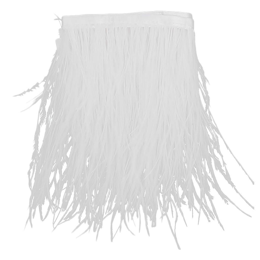 1Yd Ostrich Feather Dyed Fringe Trim For Home Hat Decor DIY White