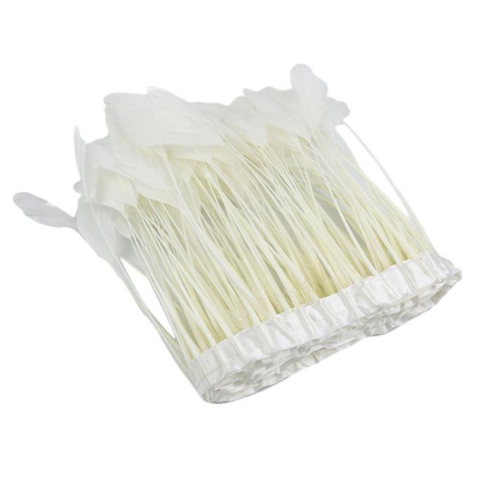 2m White Feather Fringe Trims Sewing Skirt Hem Costume Decor Craft J