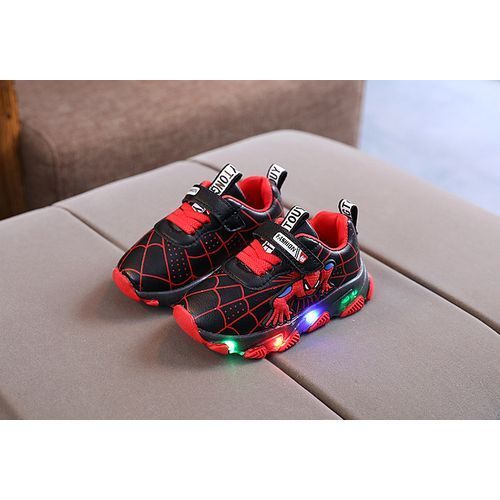 Children's Shoes [Luminous*Keep Warm*Leather Surface*Spiderman]-Black