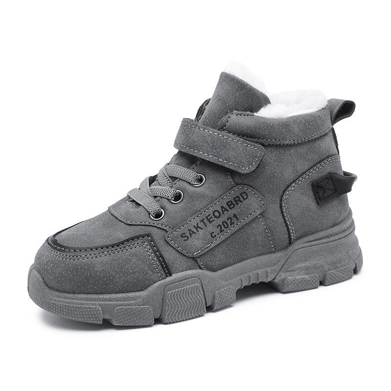 Kid's Antifreeze Martin Boots Plush Lining Snow Boots-Grey