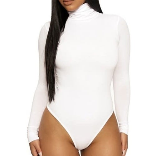 Long Sleeve Turtleneck Bodysuit - White