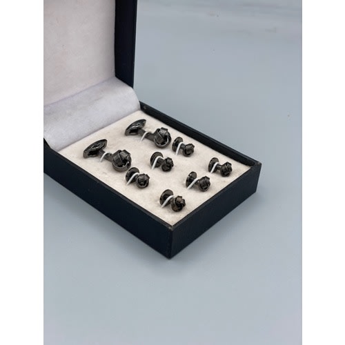 Men's Polished Steel Cuff Links Set - Black