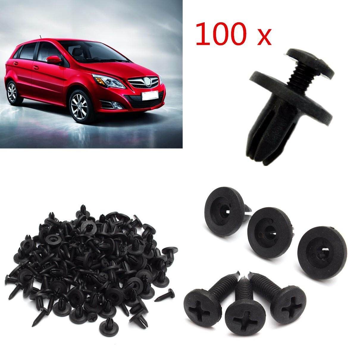 100pcs Auto 6mm Hole Dia Plastic Rivets Fastener Fender Bumper Push Pin Clips
