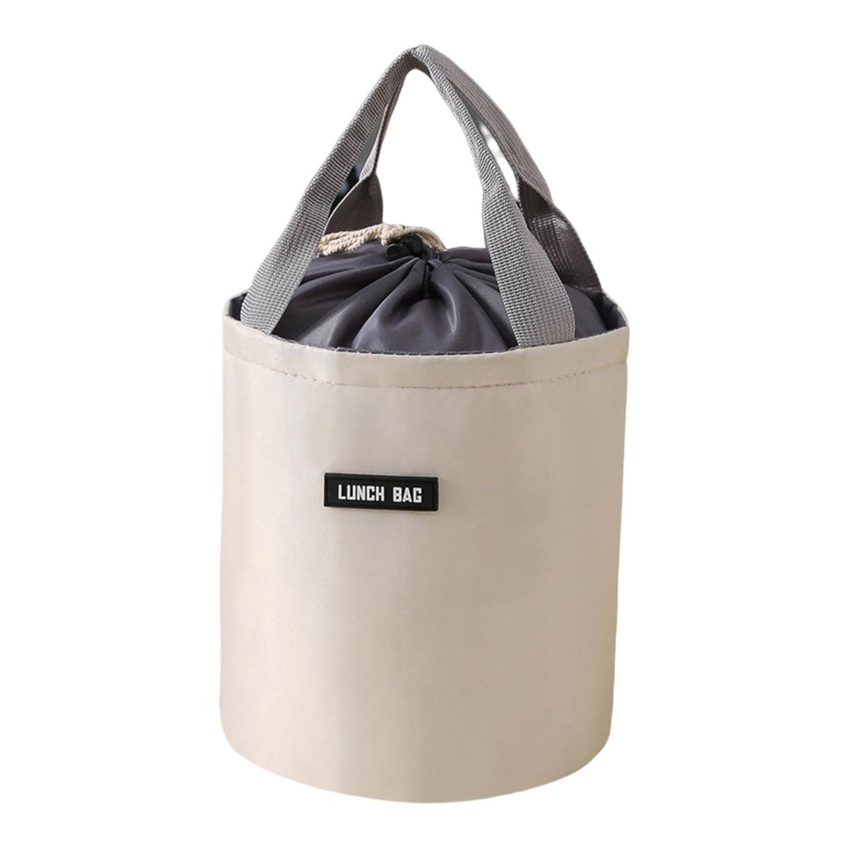 Lunch Bag Round Thermal Jar Container Beige