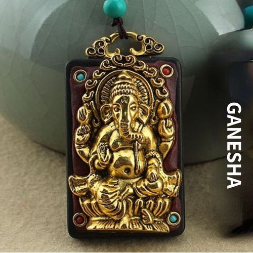 Nepal Ganesha Elephant Long Beads Chain Necklace Pendant