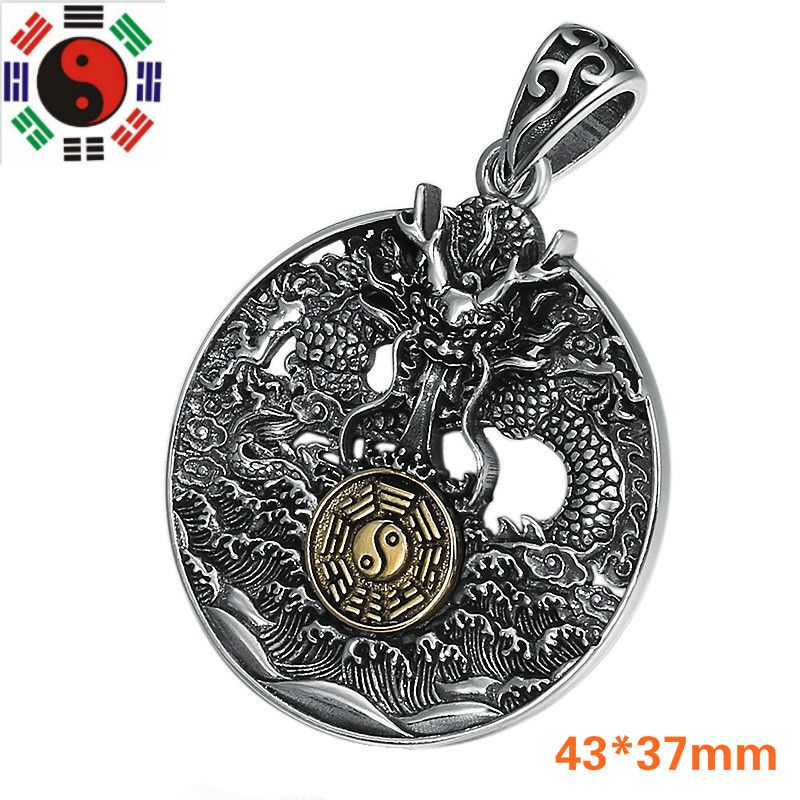 Bagua Dragon 43x37mm Lucky Charms Neckalce Pendant