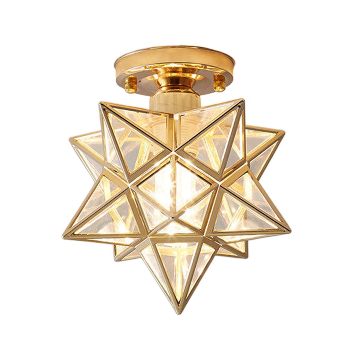 Star Shape Ceiling Light PVC Dimmable Lamp Home Golden Transparent