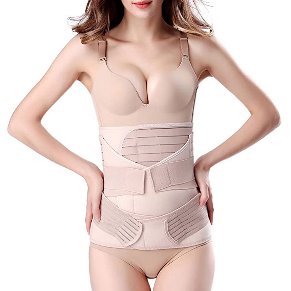 (Beige-3 In 1 Belt)Postpartum Belly Band Belt 3In1 Wrap Girdle,C Section Post Pregnancy Suppor JIN