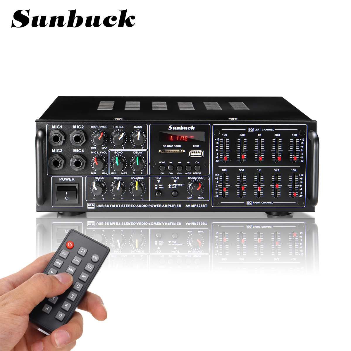 5000W 110-240V Bluetooth Power Amplifier System Sound Audio Stereo Receiver Support 4 Way Microphone 2 Channel AMP FM SD