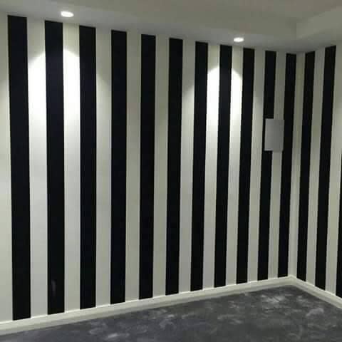 3d Wallpaper, Wall Decor - Black And White Stripped Effect - 5.3sqm