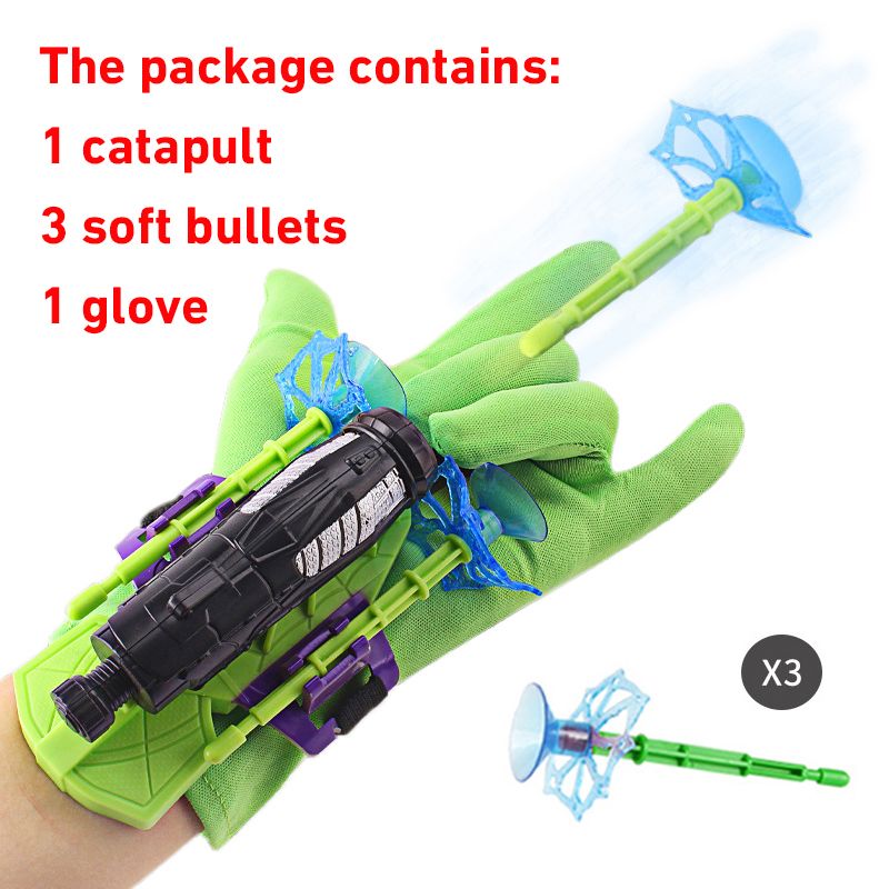 Spider Mans Toys Kid Wrist Launcher Toy Set Super Hero Movie Figures Cosplay Glove Soft Bullet Birthday Gift For Children(#With Glove C)