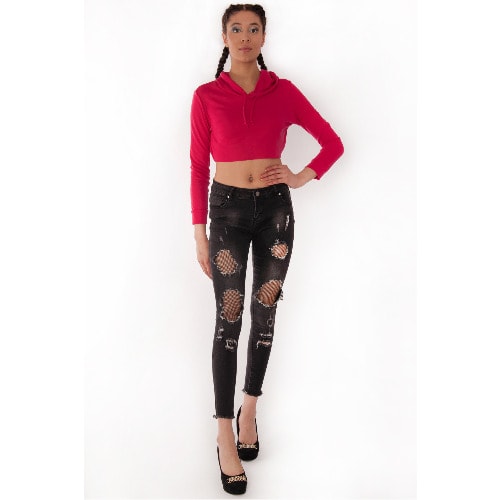 Women's Pink Hoody Croptop