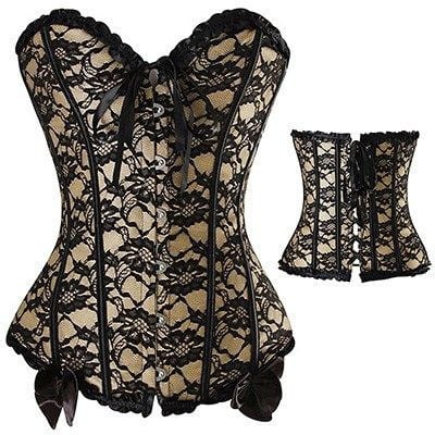 Women's Lace Up Boned Corset Bustier Cincher