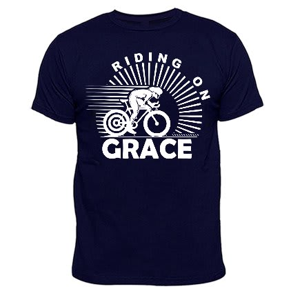 Riding On Grace Print Tshirt - Navy Blue