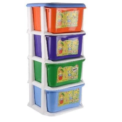 4-tier Baby Plastic Storage Cabinet - Multicolor