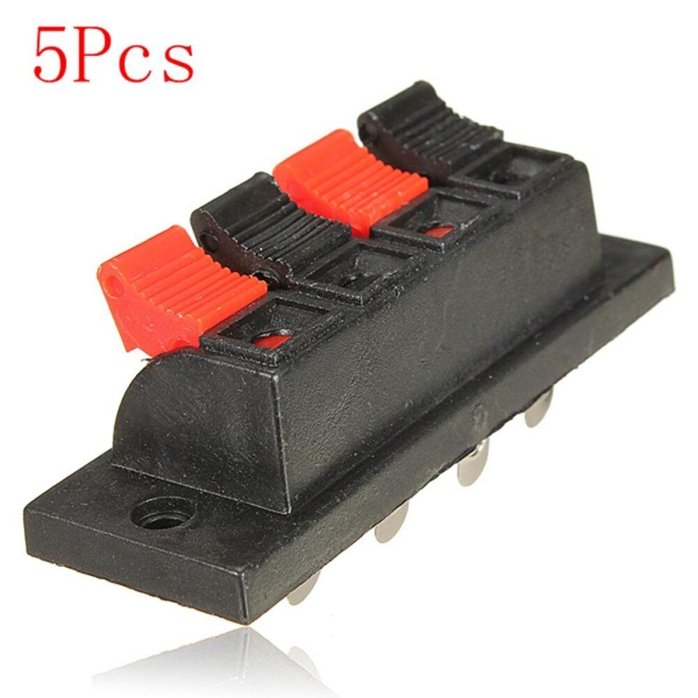 5pcs New 4 - Way Speaker Terminal AMP Stereo Plate Strip Push Release Connector Block