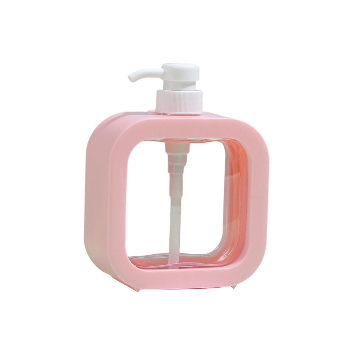 Easy-to-use Pump Press Bottle Square Dispenser Bottle 500ml for Lotion Pink