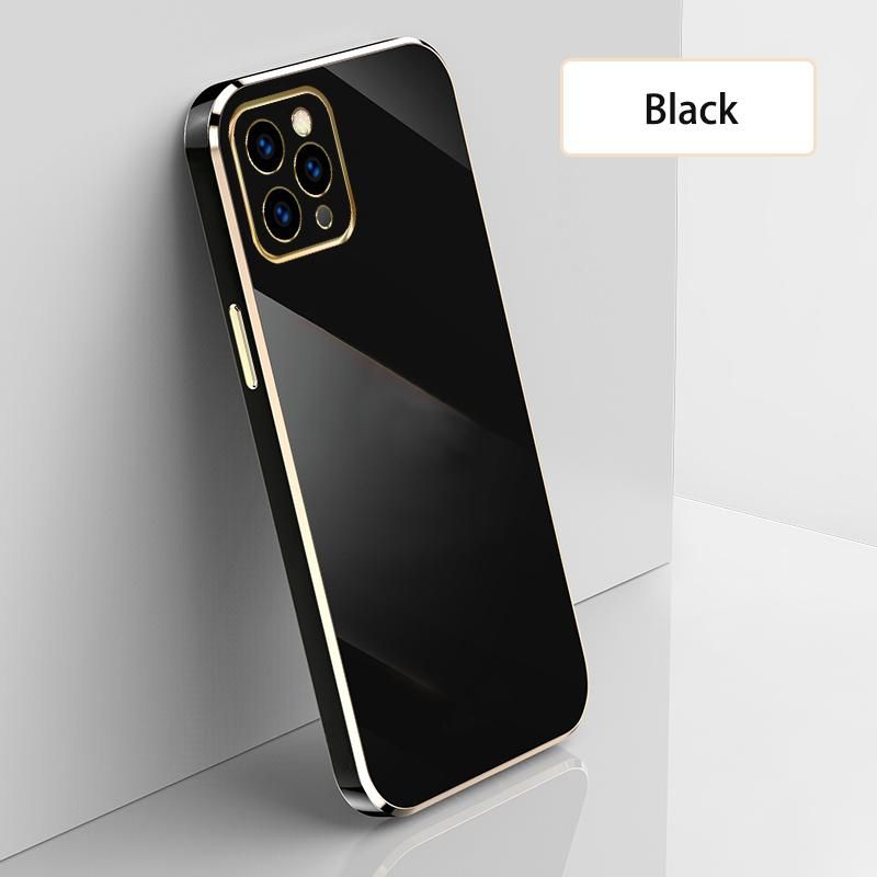 Ultra Thin Plating Phone Case for iPhone 13 Pro Max Lens Protection soft Phone Back Cover-Black