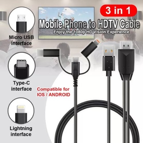 Lightning To Hdmi/hdtv Usb Cable For Phone And Ipad