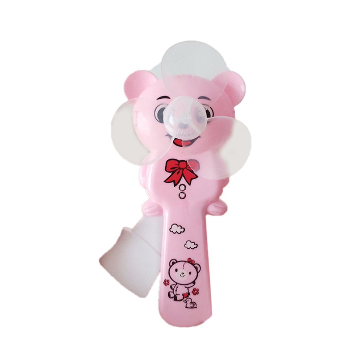 Hand Press Fan Plastic Cute Cartoon Bear Safe Mini Manual