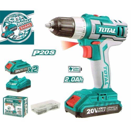Cordless Drill 20v With Two Batteries And Fast Charger