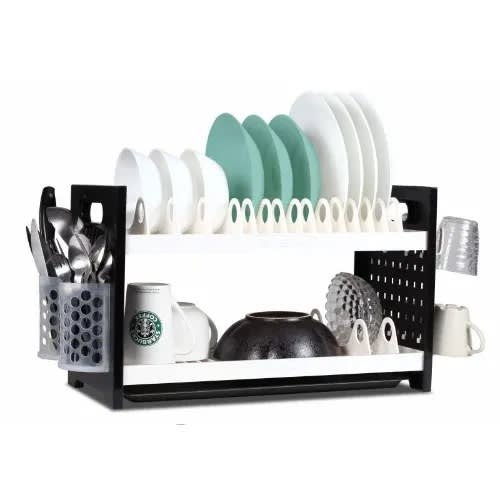 Rustless 2 Tier Plastic Dish Drainer And Plate Rack