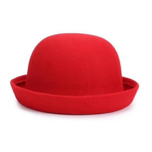 Roll Up Brim Fedora Hat - Red