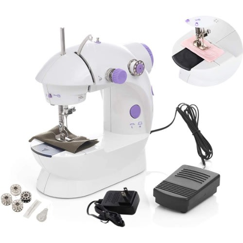 Muti-funciton Sewing Machine With Adjustable 2-speed Double Thread With Foot Pedal