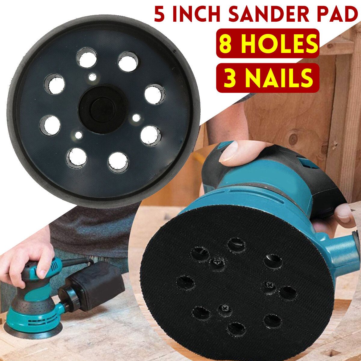 5 Inch 8 Hole 125mm Sanding Discs Polishing Pad Hook &Loop For Black&Deck/
